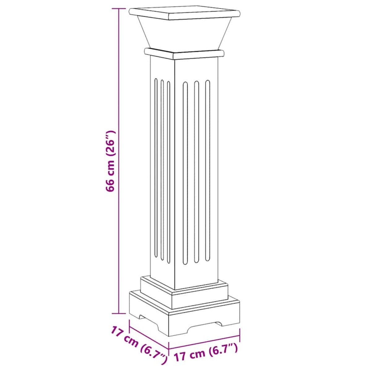 vidaXL Ανθοστήλη Τετράγωνη Μαύρη 17 x 17 x 66 εκ από MDF