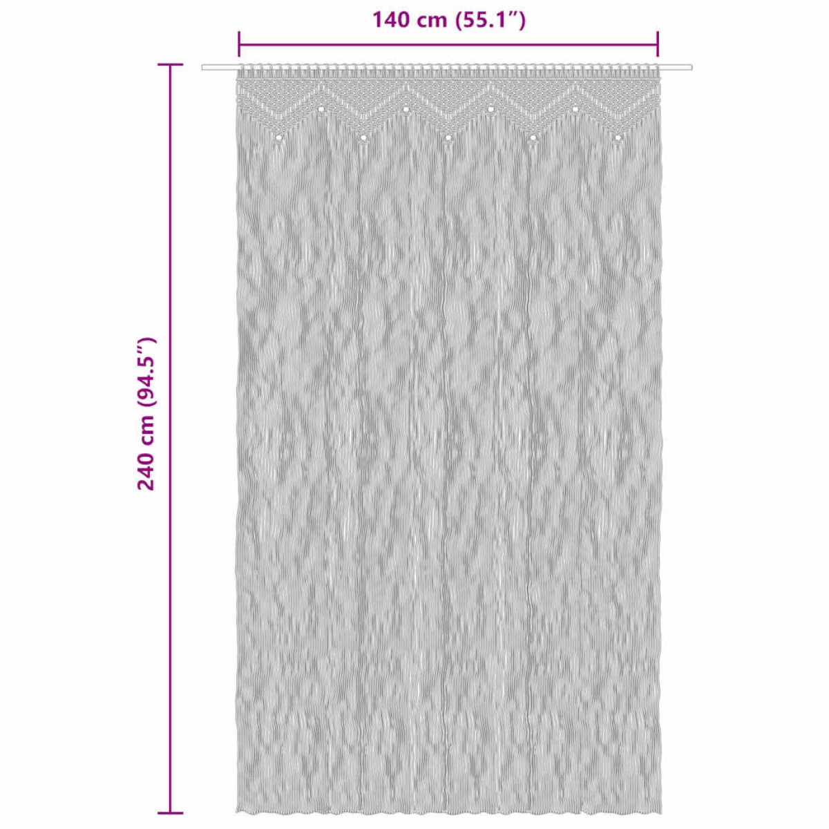 vidaXL Κουρτίνα Μακραμέ Taupe 140 x 240 εκ. Βαμβακερή