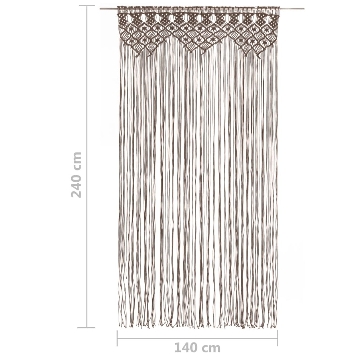 vidaXL Κουρτίνα Μακραμέ Taupe 140 x 240 εκ. Βαμβακερή