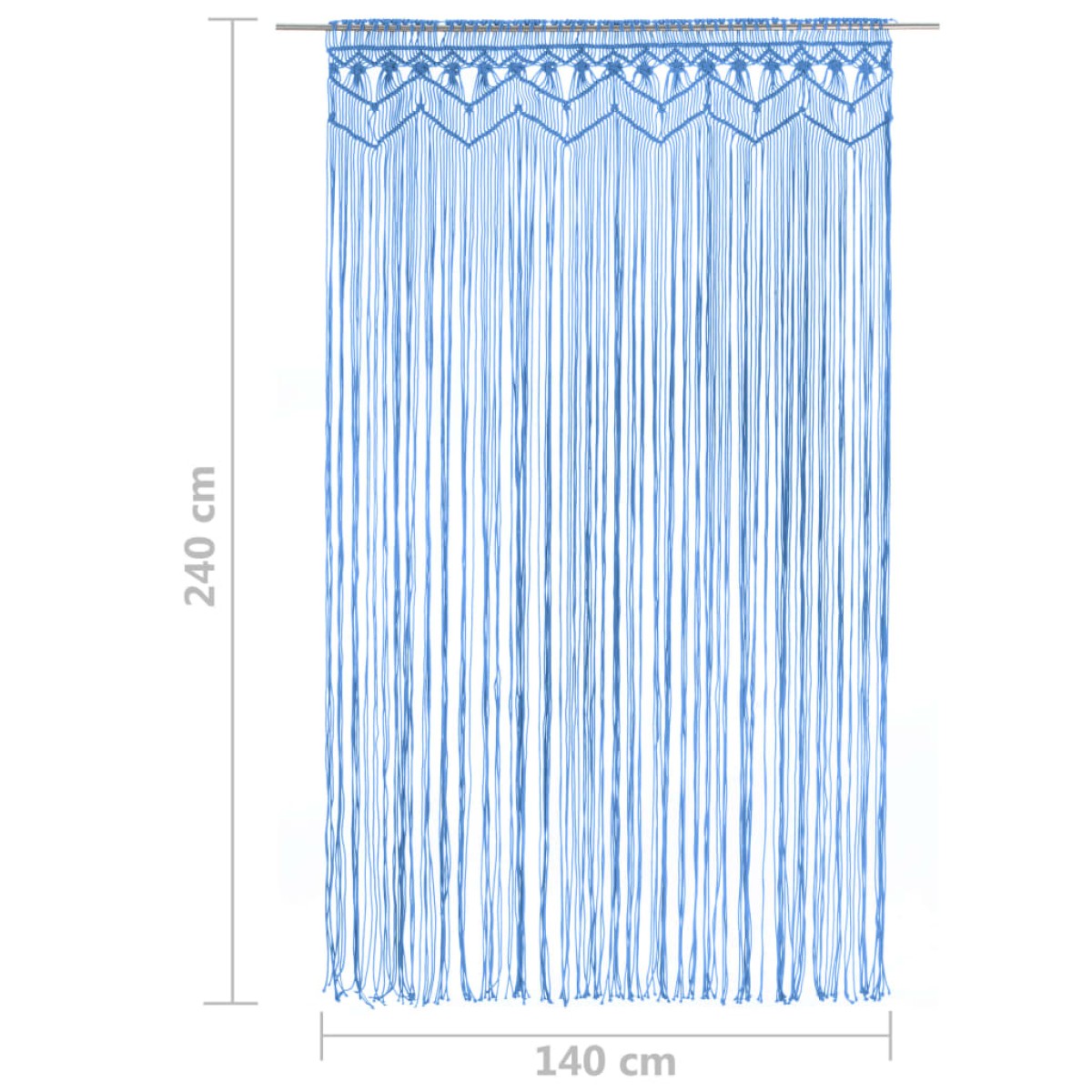 vidaXL Κουρτίνα Μακραμέ Μπλε 140 x 240 εκ. Βαμβακερή