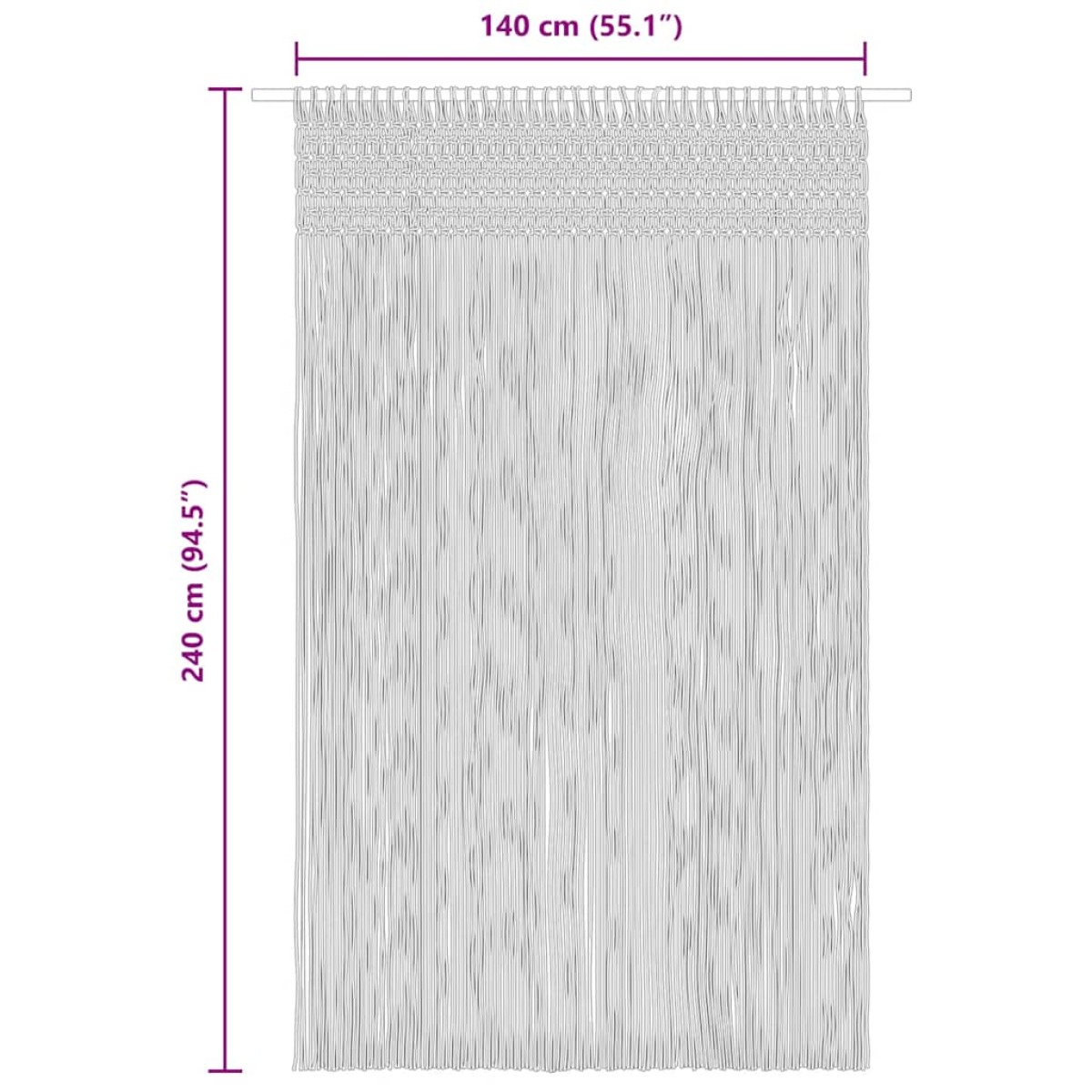 vidaXL Κουρτίνα Μακραμέ Ανθρακί 140 x 240 εκ. Βαμβακερή