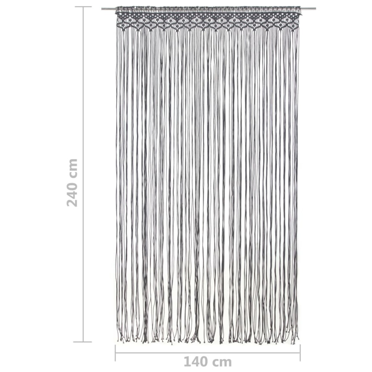 vidaXL Κουρτίνα Μακραμέ Ανθρακί 140 x 240 εκ. Βαμβακερή