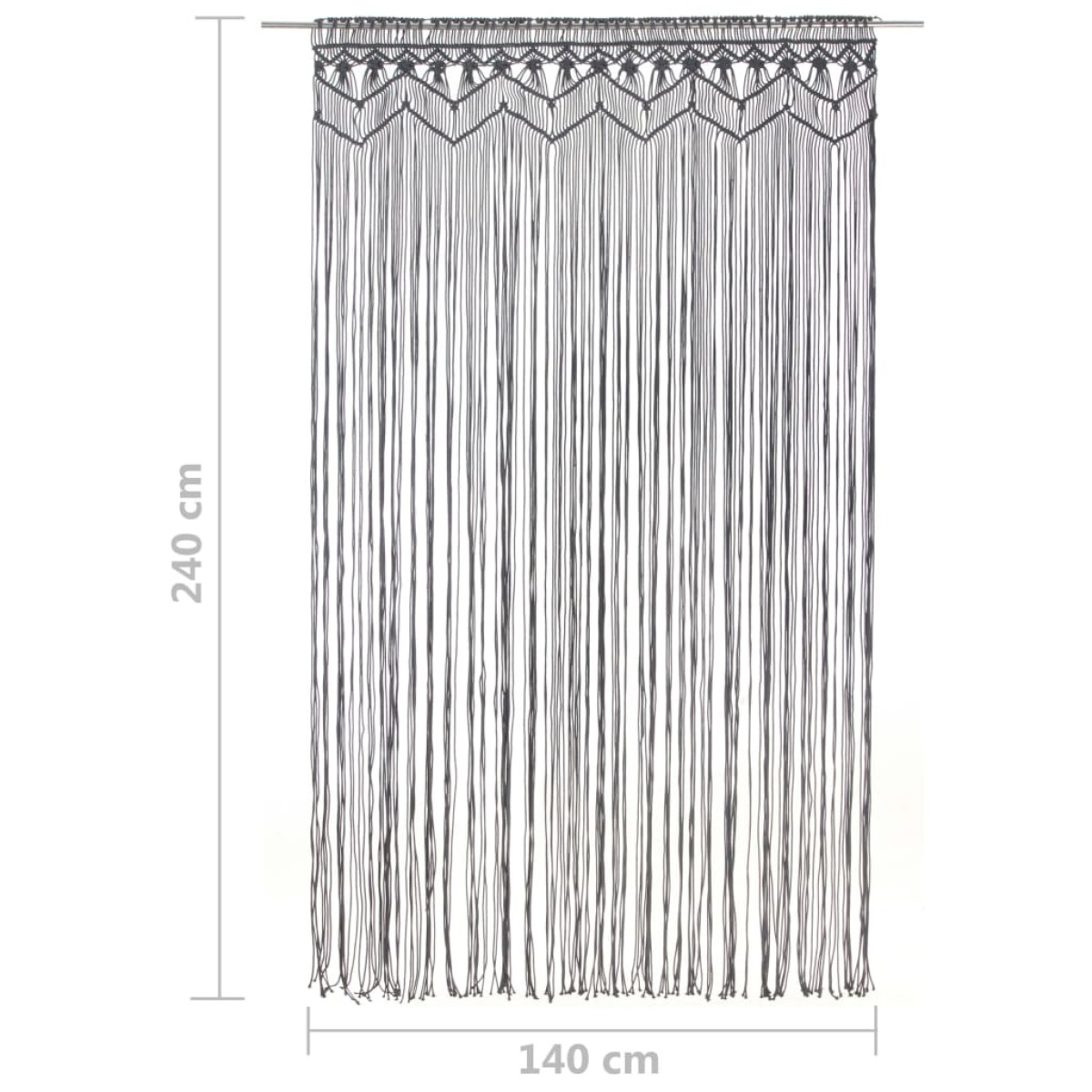 vidaXL Κουρτίνα Μακραμέ Ανθρακί 140 x 240 εκ. Βαμβακερή