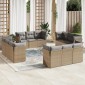vidaXL Σαλόνι Κήπου Σετ 12 τεμ. Μπεζ Συνθετικό Ρατάν με Μαξιλάρια