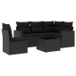 vidaXL Καναπές Κήπου 6 Τεμαχίων Μαύρο από Συνθετικό Ρατάν με Μαξιλάρια