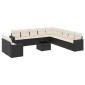 vidaXL Σαλόνι Κήπου 12 Τεμαχίων Μαύρο Συνθετικό Ρατάν με Μαξιλάρια
