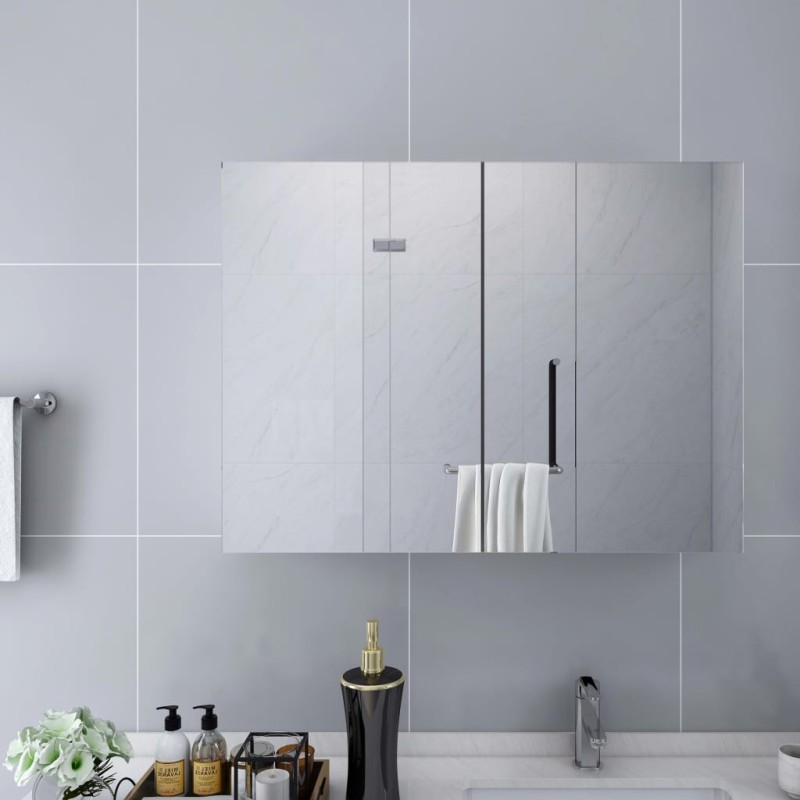 vidaXL Καθρέφτης Μπάνιου με Ντουλάπι Λευκό 80 x 15 x 60 εκ. από MDF