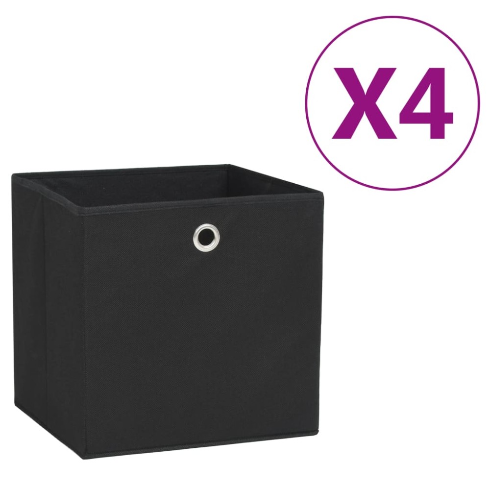 vidaXL Κουτιά Αποθήκευσης 4 τεμ. Μαύρα 28x28x28 εκ. Ύφασμα Non-woven