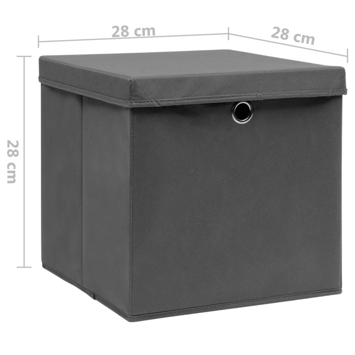 vidaXL Κουτιά Αποθήκευσης με Καπάκια 4 τεμ. Γκρι 28 x 28 x 28 εκ.