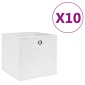vidaXL Κουτιά Αποθήκευσης 10 τεμ. Λευκά 28x28x28 εκ. Ύφασμα Non-woven