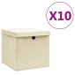 vidaXL Κουτιά Αποθήκευσης με Καπάκια 10 τεμ. Κρεμ 28 x 28 x 28 εκ.
