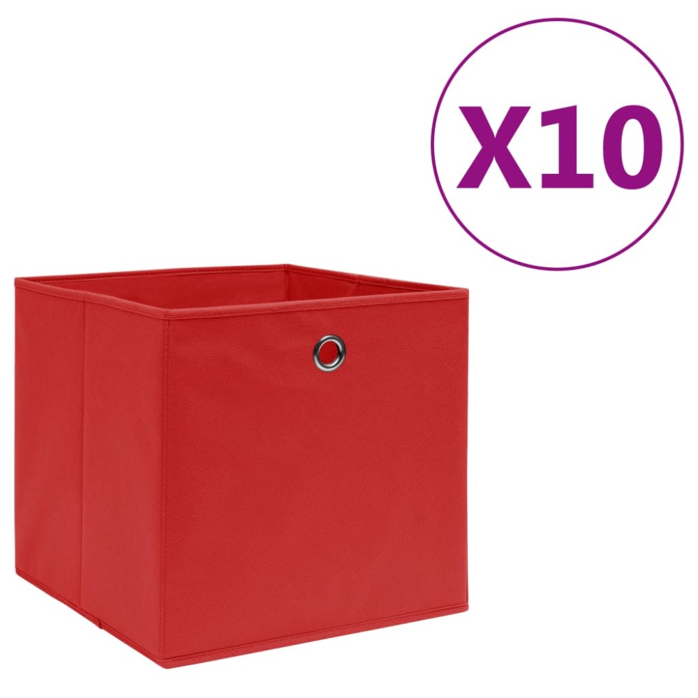 vidaXL Κουτιά Αποθήκευσης 10τεμ Κόκκινα 28x28x28εκ Ύφασμα Non-woven