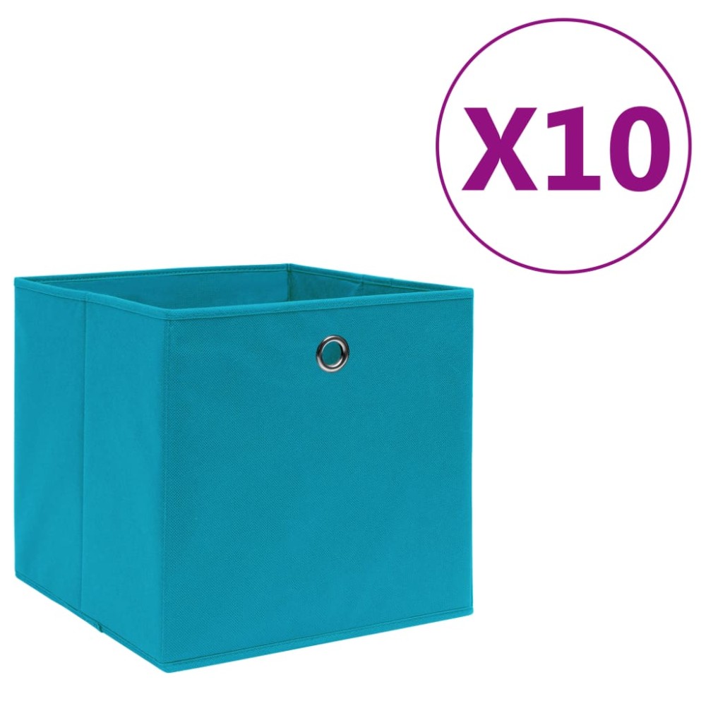 vidaXL Κουτιά Αποθήκευσης 10 τεμ. Γαλάζια 28x28x28 εκ.Ύφασμα Non-woven