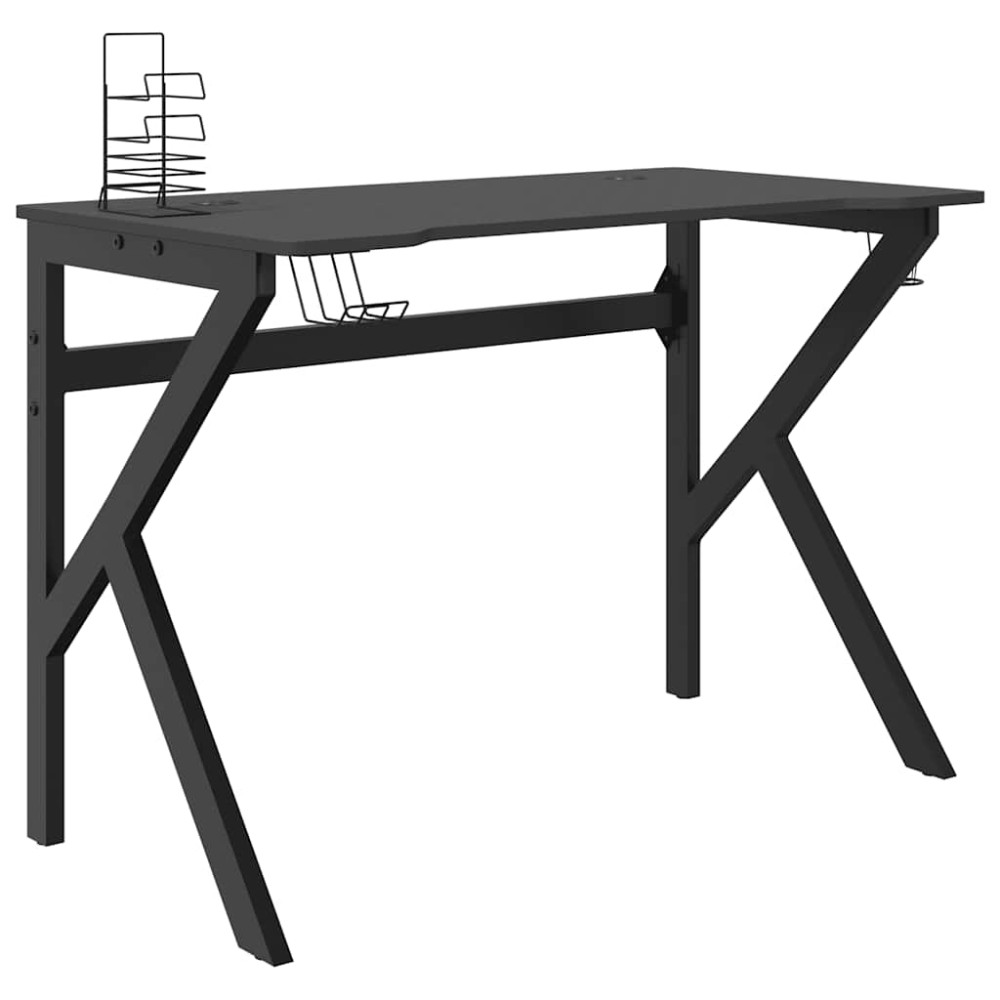 vidaXL Γραφείο Gaming Μαύρο 110 x 60 x 75 εκ. με Πόδια σε Σχήμα Κ