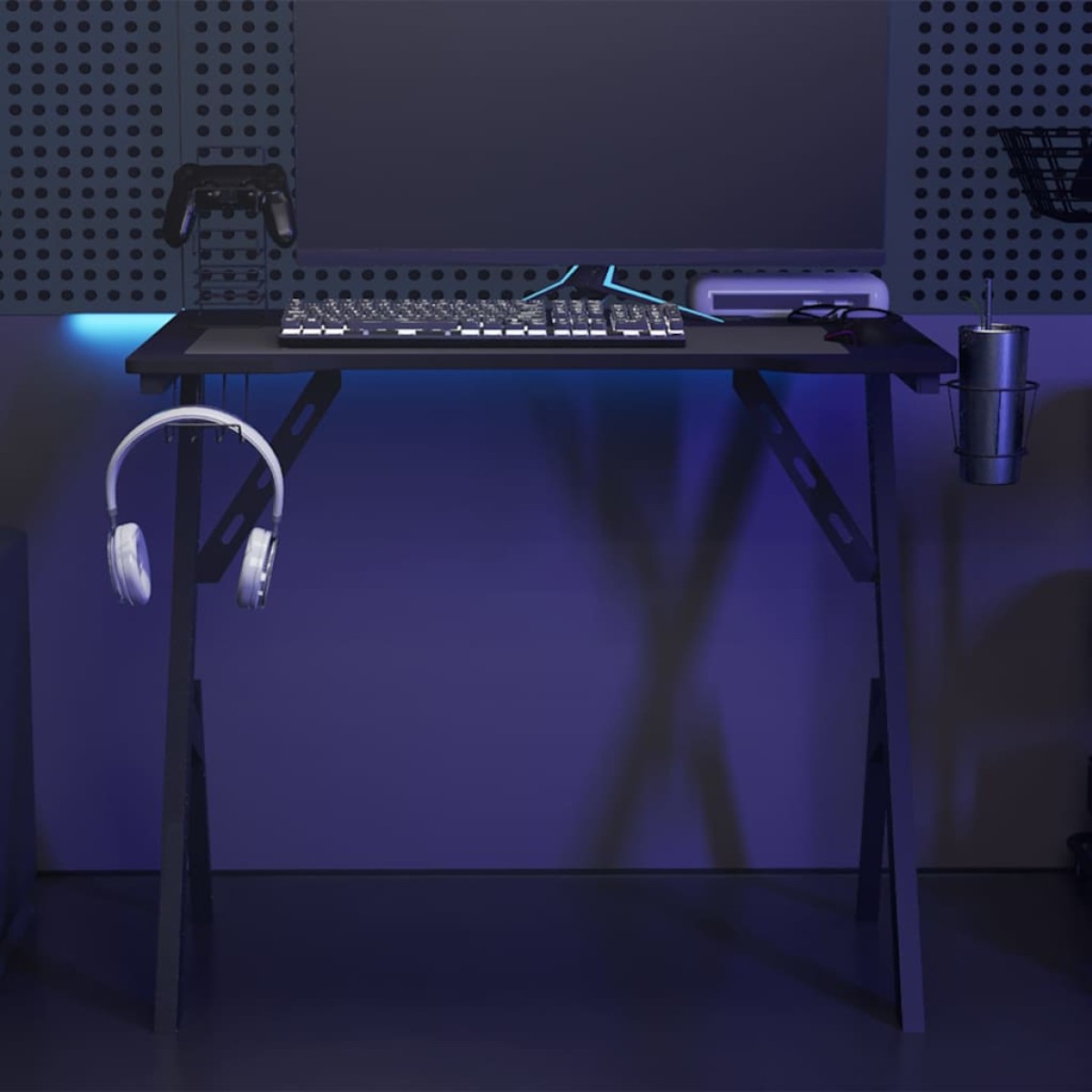 vidaXL Γραφείο Gaming Μαύρο 90 x 60 x 75 εκ. με Πόδια σε Σχήμα Υ