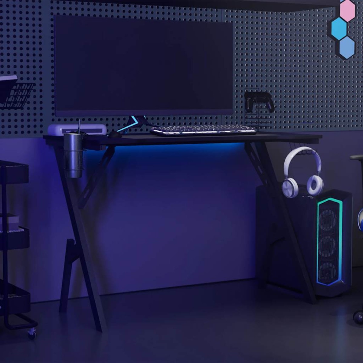 vidaXL Γραφείο Gaming Μαύρο 110 x 60 x 75 εκ. με Πόδια σε Σχήμα Υ