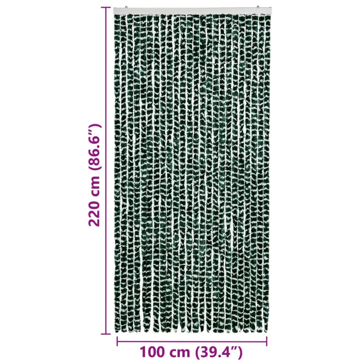 vidaXL Σήτα - Κουρτίνα Πόρτας Πράσινο / Λευκό 100 x 220 εκ. από Σενίλ