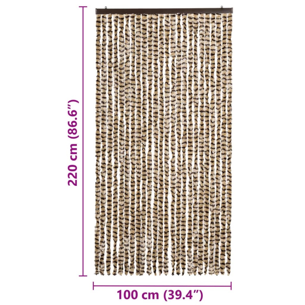 vidaXL Σήτα - Κουρτίνα Πόρτας Μπεζ / Καφέ 100 x 220 εκ. από Σενίλ
