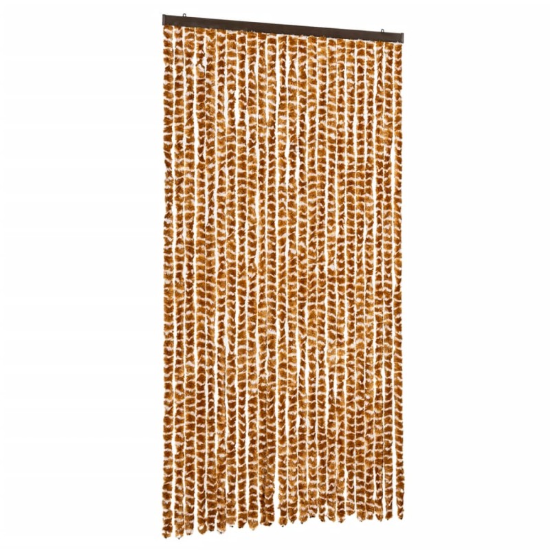 vidaXL Σήτα - Κουρτίνα Πόρτας Ώχρα / Λευκό 100 x 220 εκ. από Σενίλ