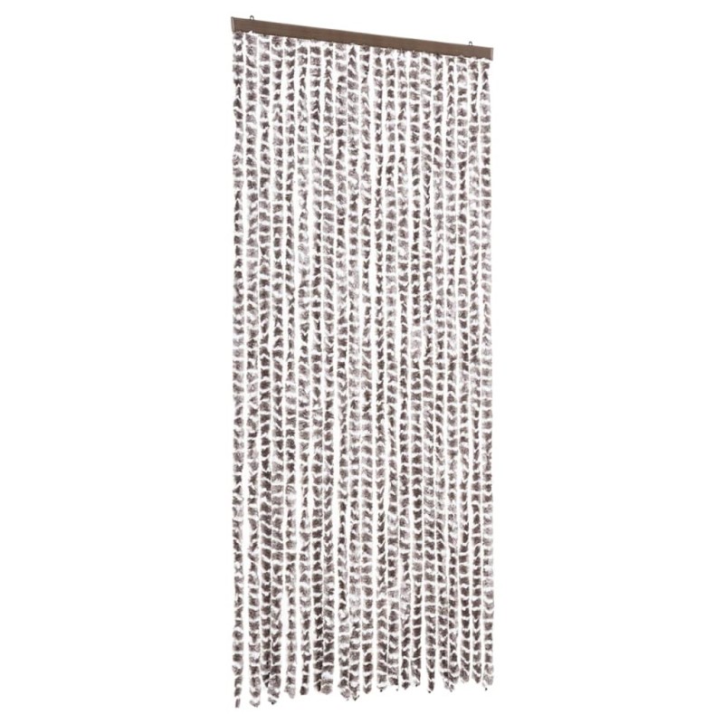vidaXL Σήτα - Κουρτίνα Πόρτας Taupe / Λευκό 90 x 220 εκ. από Σενίλ