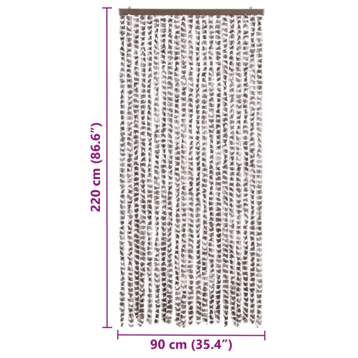 vidaXL Σήτα - Κουρτίνα Πόρτας Taupe / Λευκό 90 x 220 εκ. από Σενίλ