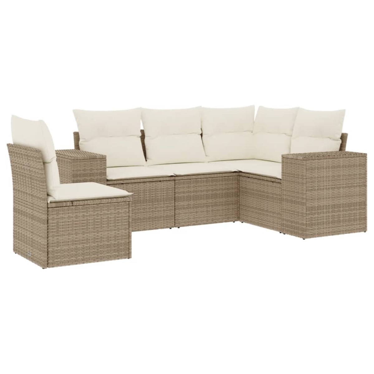 vidaXL Σετ Καναπέ Κήπου 5 τεμ. Μπεζ Συνθετικό Ρατάν με Μαξιλάρι