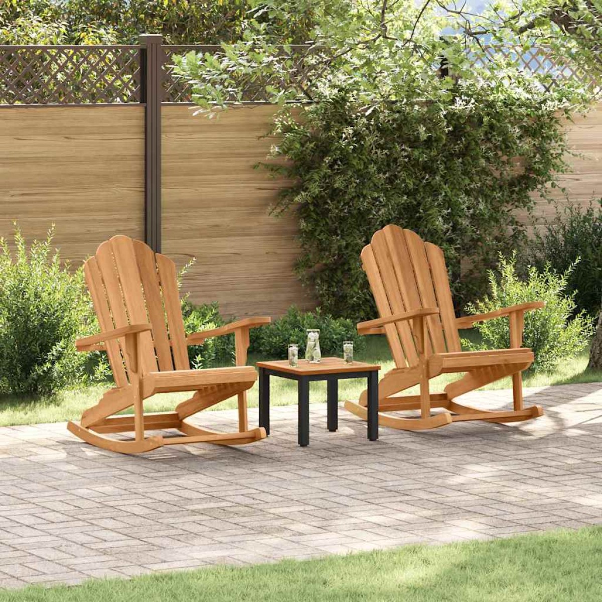 vidaXL Καθιστική Καρέκλα Ροκ Adirondack 2 τμχ. Καφέ Μασίφ ξύλο teak