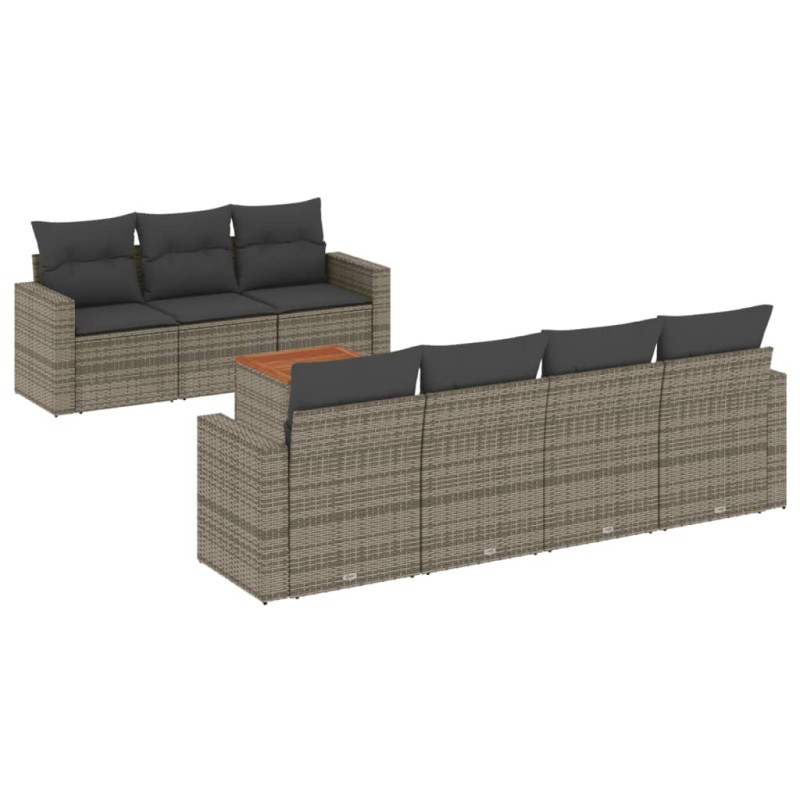 vidaXL Σαλόνι Κήπου Σετ 8 Τεμαχίων Γκρι Συνθετικό Ρατάν με Μαξιλάρια