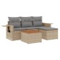 vidaXL Σετ Καναπέ Κήπου 5 τεμ. Μικτό Μπεζ Συνθετικό Ρατάν & Μαξιλάρια