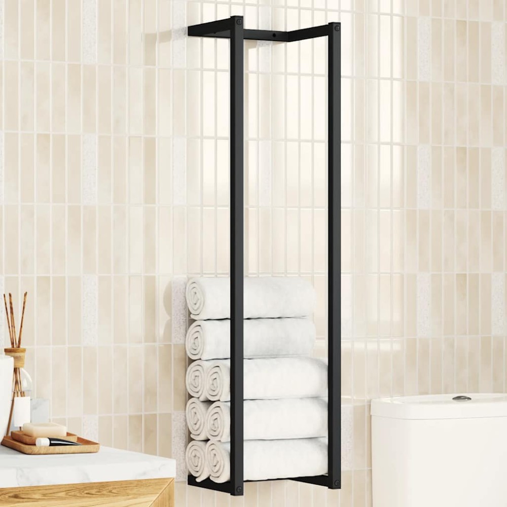 vidaXL Βάση για Πετσέτες Επιτοίχια Μαύρη 25 x 20 x 95 εκ. Σιδερένια