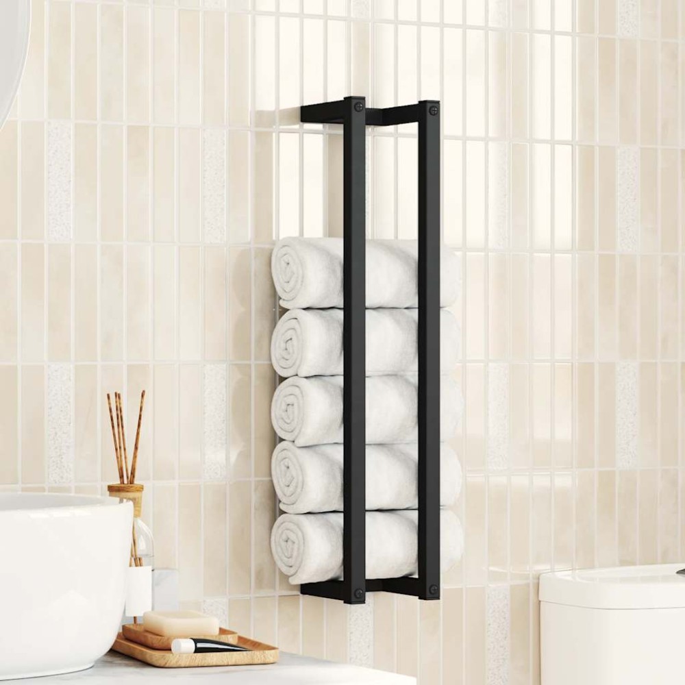vidaXL Βάση για Πετσέτες Επιτοίχια Μαύρη 12,5x12,5x60 εκ. Σιδερένια