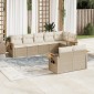 vidaXL Σαλόνι Κήπου Σετ 8 τεμ. Μπεζ Συνθετικό Ρατάν με Μαξιλάρια