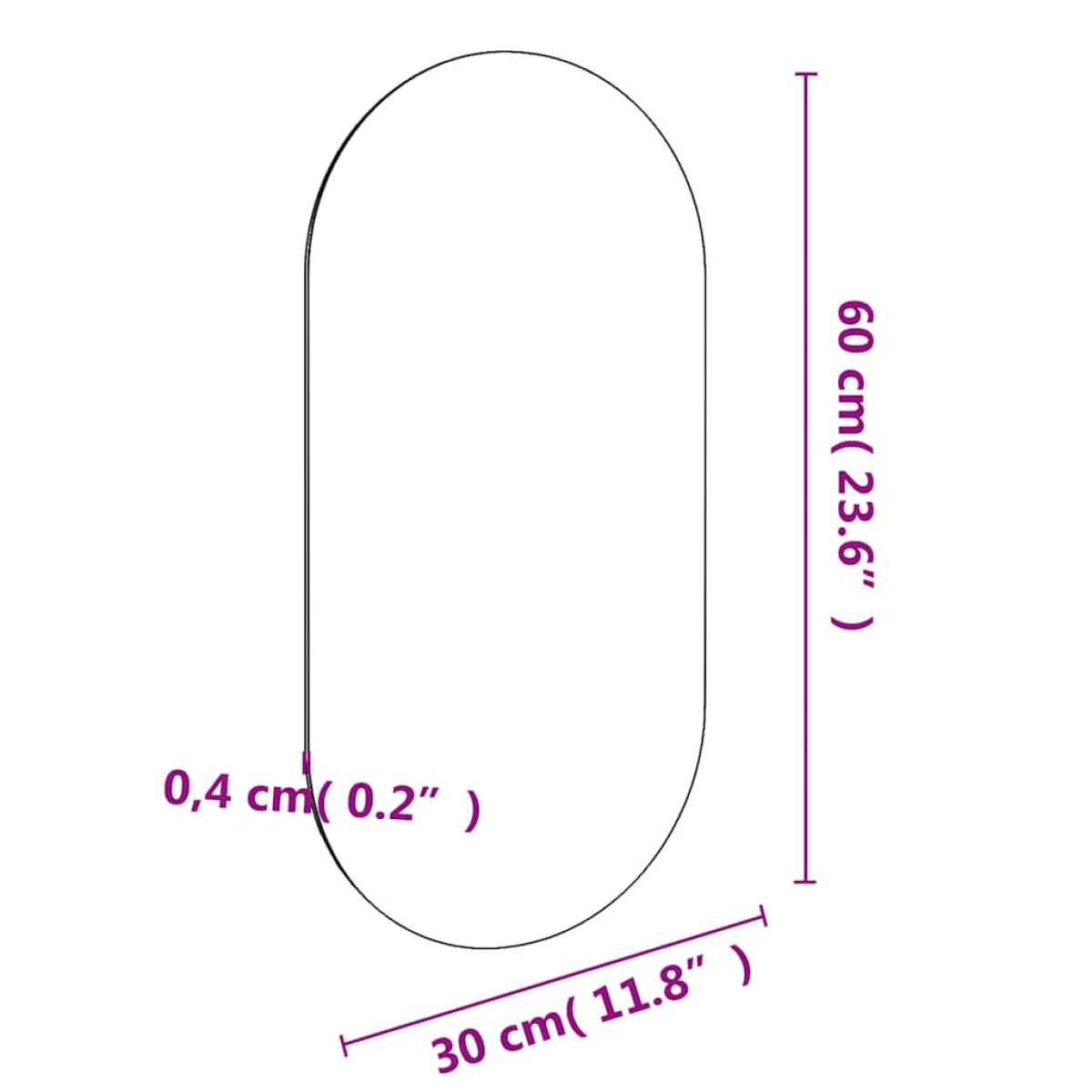 vidaXL Καθρέφτης 60 x 30 εκ. Γυάλινος