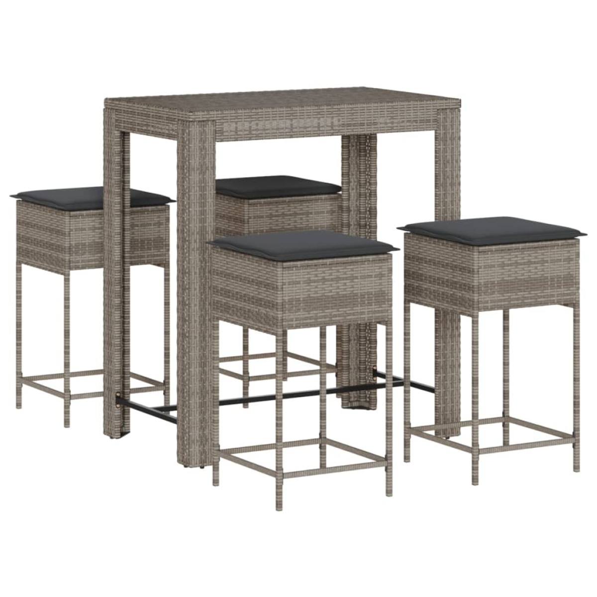 vidaXL Σετ Επίπλων Μπαρ Κήπου 5 τεμ. Γκρι Συνθετικό Ρατάν με Μαξιλάρια