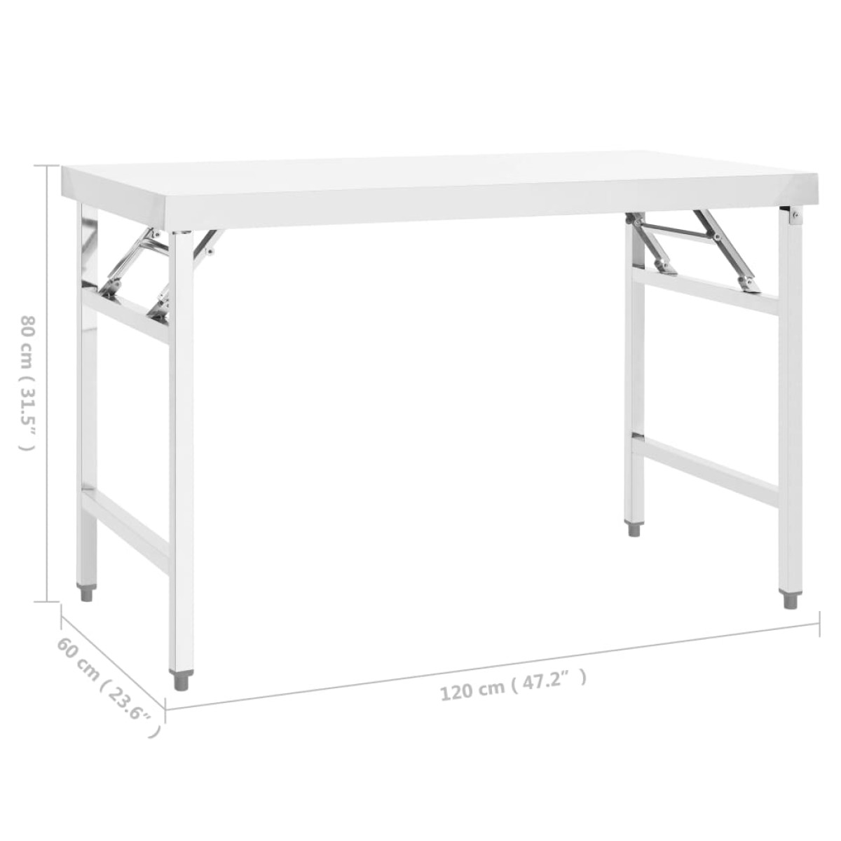 vidaXL Πάγκος Εργασίας Κουζίνας Πτυσσόμενος 120x60x80 εκ. Ανοξ. Ατσάλι