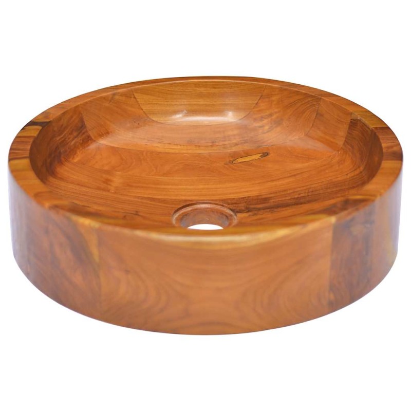 vidaXL Νιπτήρας Ø40 x 10 εκ. από Μασίφ Ξύλο Teak