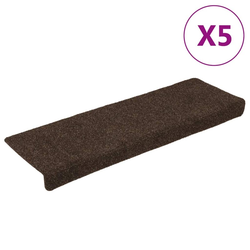 vidaXL Αυτοκόλλητα Πατάκια Σκαλιών 15 τεμ. Καφέ Ορθογώνια Άκρη 65x21x4 εκ.