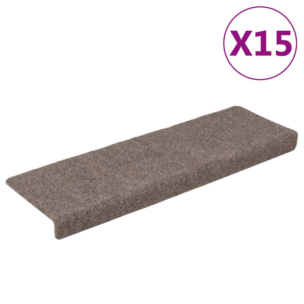 vidaXL Πατάκια Σκάλας 15 τεμ. Κρεμ 65x21x4 εκ. Βελονιασμένο Ύφασμα