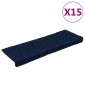 vidaXL Πατάκια Σκάλας 15 τεμ. Μπλε 65x21x4 εκ. από Βελονιασμένο Ύφασμα