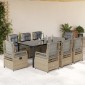 vidaXL Σετ Τραπεζαρίας Κήπου 9 τεμ. Μπεζ Συνθετικό Ρατάν με Μαξιλάρια