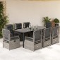 vidaXL Σετ Τραπεζαρίας Κήπου 9 τεμ. Αν. Γκρι Συνθ. Ρατάν με Μαξιλάρια