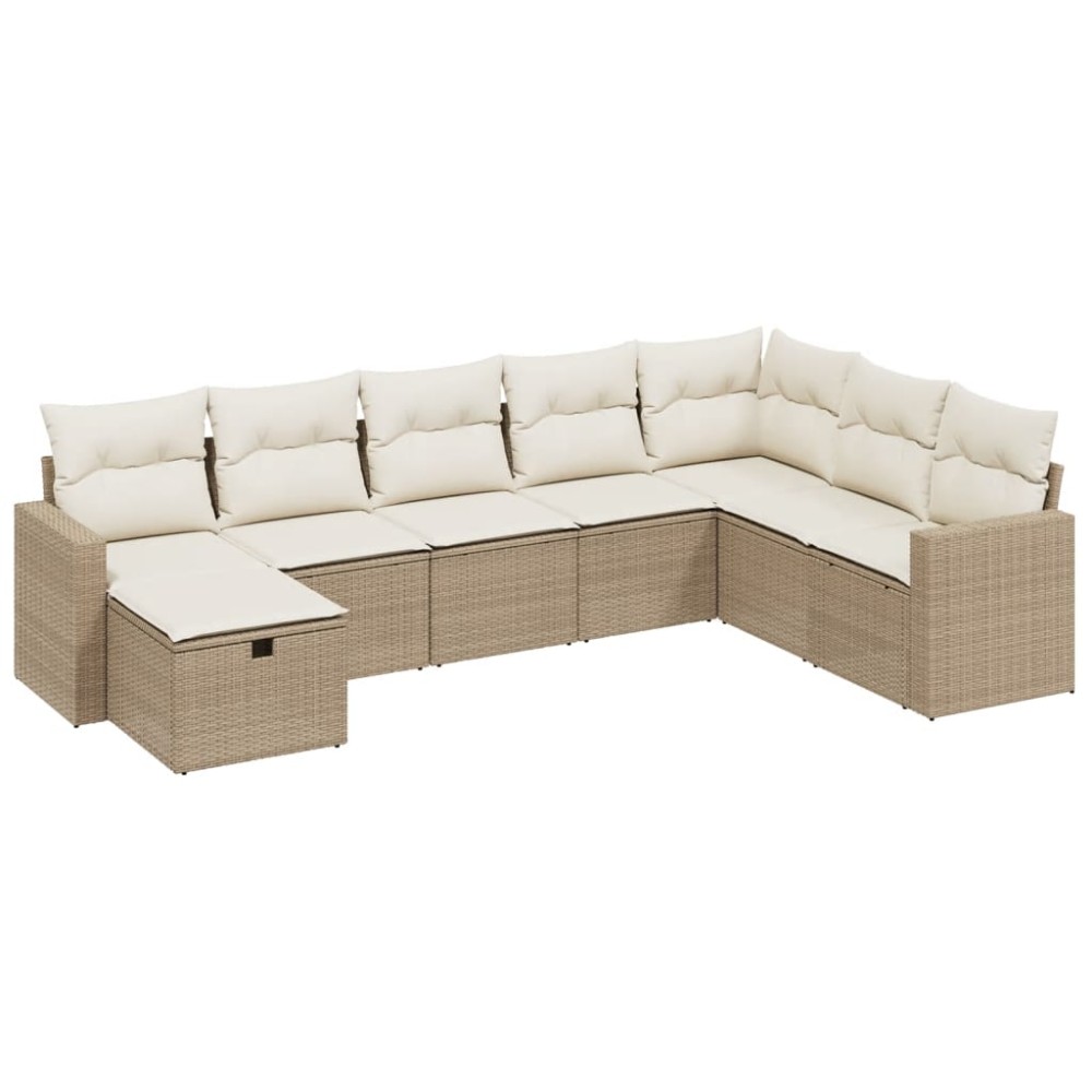 vidaXL Σαλόνι Κήπου Σετ 8 τεμ. Μπεζ Συνθετικό Ρατάν με Μαξιλάρια
