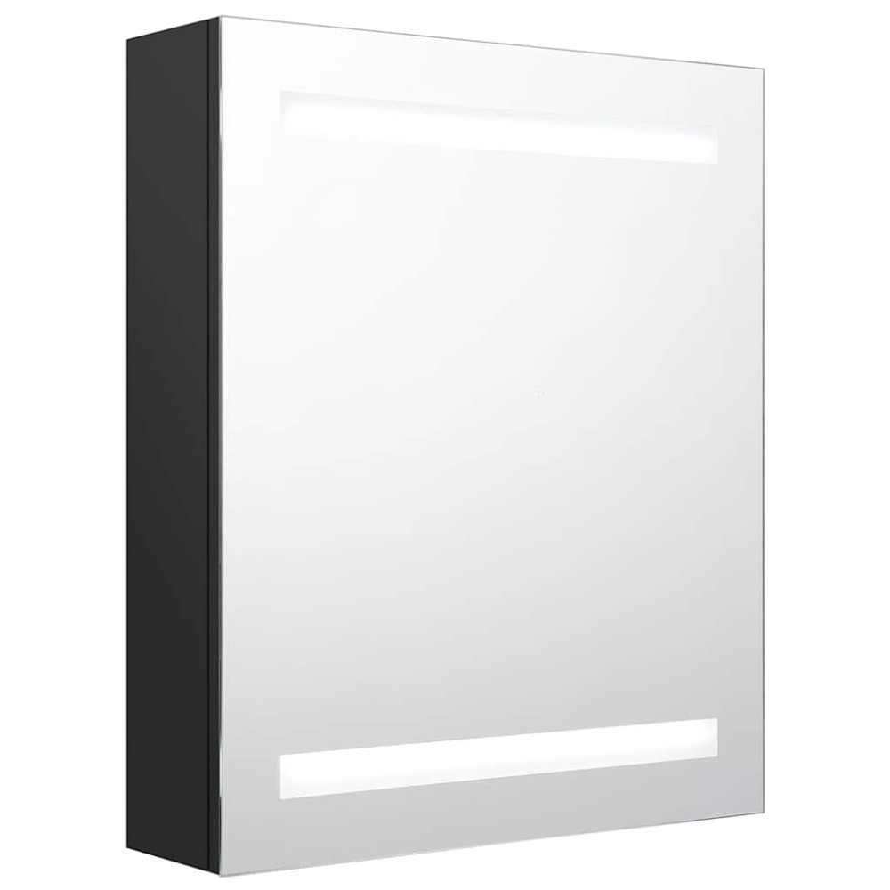 vidaXL Καθρέφτης Μπάνιου με Ντουλάπι / LED Μαύρο 50 x 14 x 60 εκ.