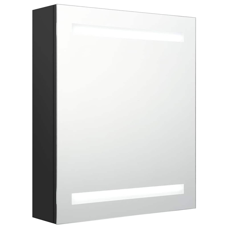 vidaXL Καθρέφτης Μπάνιου με Ντουλάπι / LED Μαύρο 50 x 14 x 60 εκ.