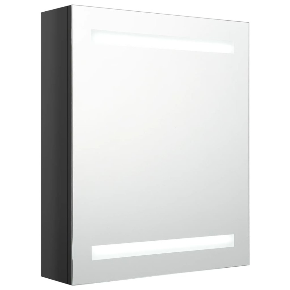 vidaXL Καθρέφτης Μπάνιου με Ντουλάπι & LED Λαμπερό Μαύρο 50x14x60 εκ.