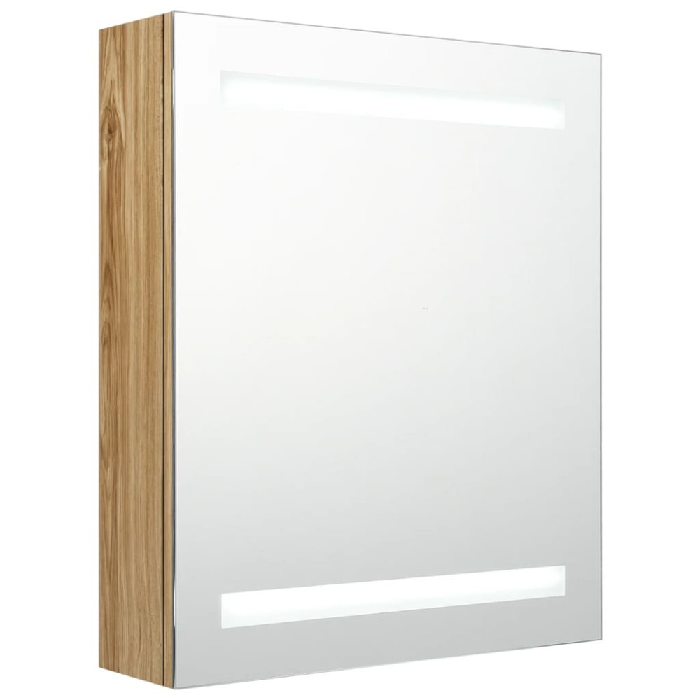 vidaXL Καθρέφτης Μπάνιου με Ντουλάπι / LED Δρυς 50 x 14 x 60 εκ.