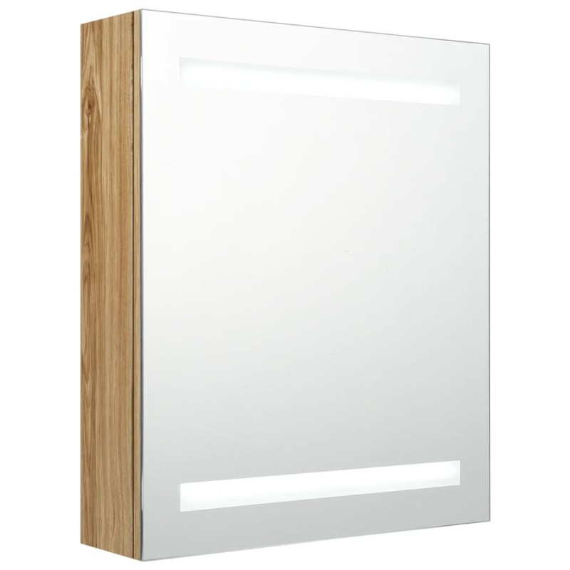 vidaXL Καθρέφτης Μπάνιου με Ντουλάπι / LED Δρυς 50 x 14 x 60 εκ.