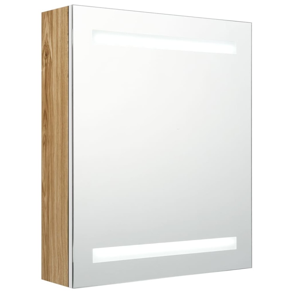 vidaXL Καθρέφτης Μπάνιου με Ντουλάπι & LED Λευκό και Δρυς 50x14x60 εκ.