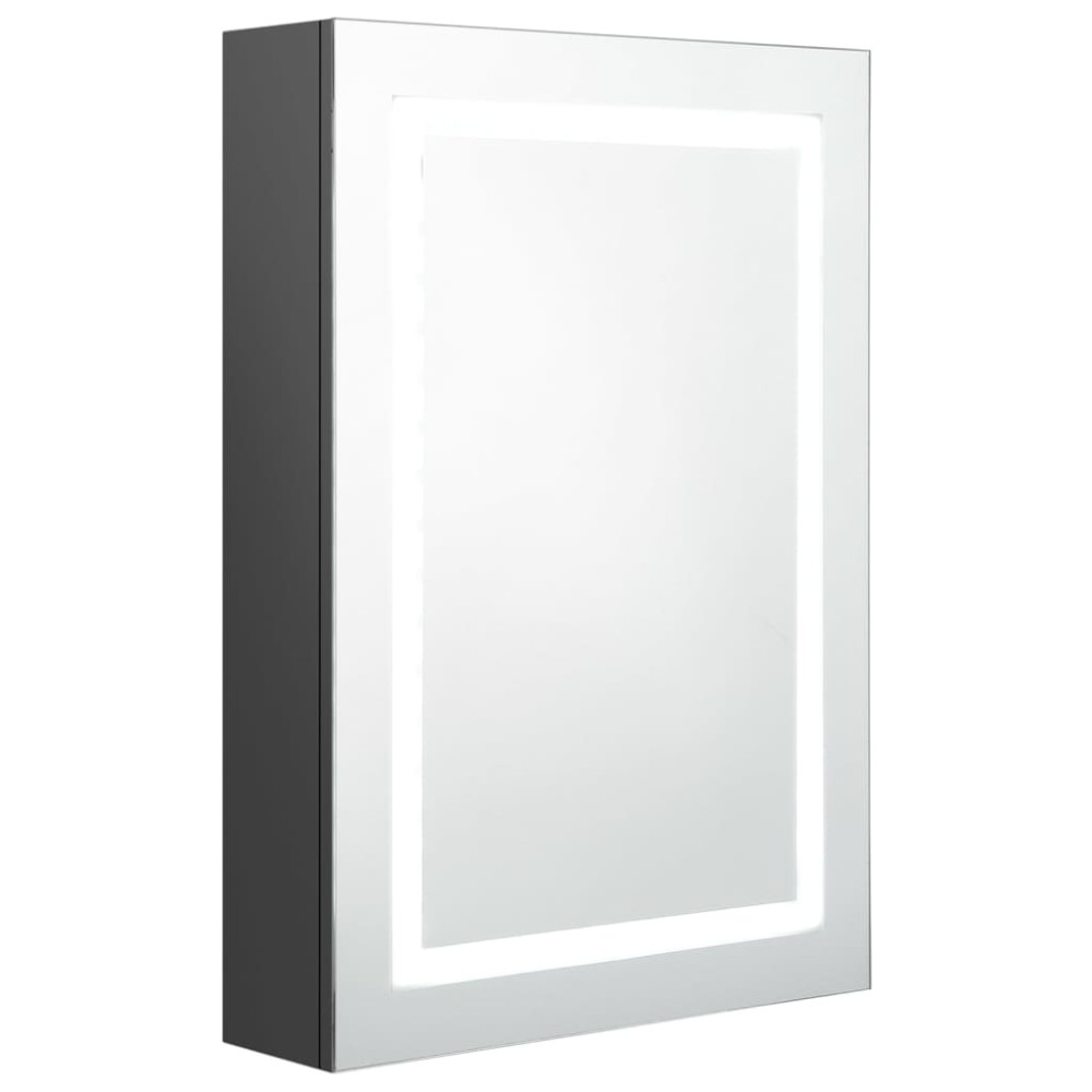 vidaXL Καθρέφτης Μπάνιου με Ντουλάπι & Φωτισμό LED Γκρι 50x13x70 εκ.