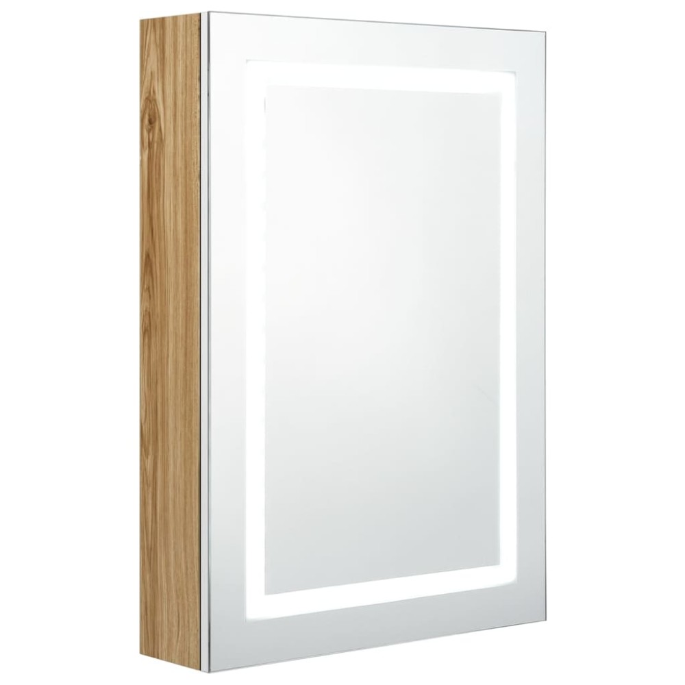 vidaXL Καθρέφτης Μπάνιου με Ντουλάπι & LED Λευκό/Δρύς 50x13x70 εκ.